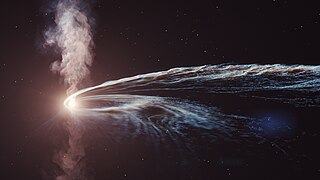 <span class="mw-page-title-main">Tidal disruption event</span> Pulling apart of a star by tidal forces when it gets too close to a supermassive black hole