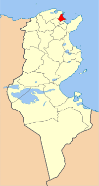 Localização da província de Ariana na Tunísia