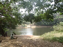 Point de passage à la frontière entre la Côte d'Ivoire et le Liberia sur le fleuve Cavally.