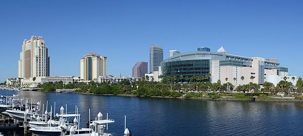 Amalie Arena, home to the Tampa Bay Lightning, is located in Tampa's Channelside District overlooking Garrison Channel