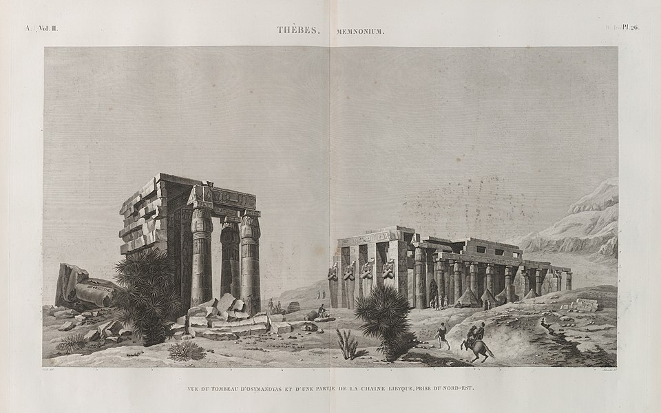 Pl.26 - Vue du tombeau d'Osymandyas et d'une partie de la chaine Libyque, prise du nord-est