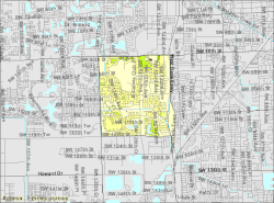 Mapa US Census Bureau pokazująca granice CDP