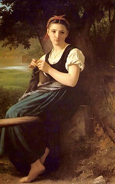 The Knitting Woman painting by William-Adolphe Bouguereau.jpg