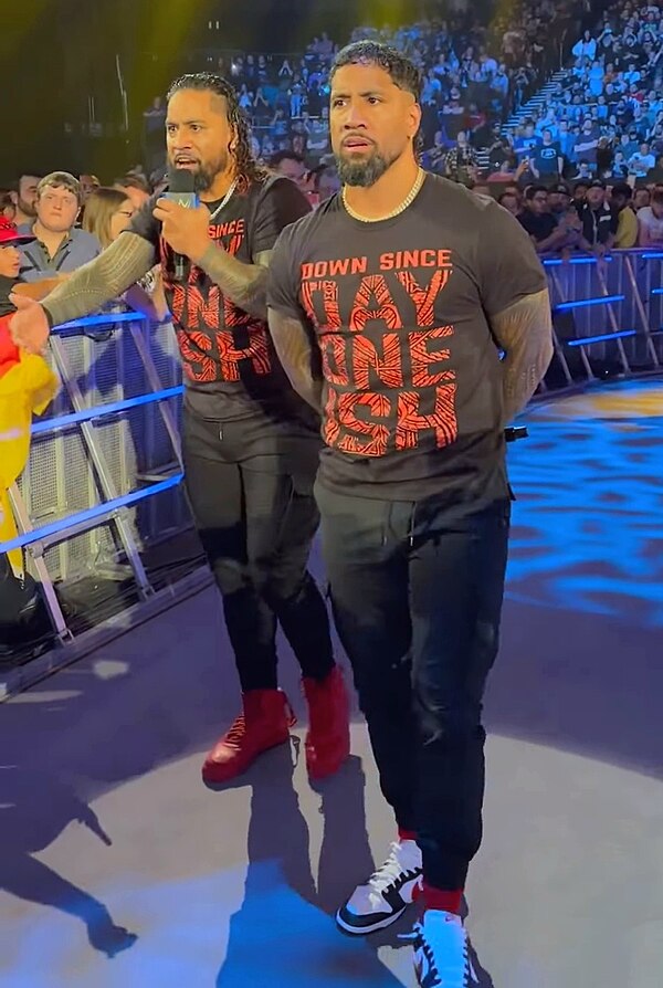 The Usos (Jimmy Uso (left) and Jey Uso (right)), founding members of the stable.