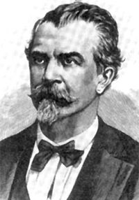 Черно-белый карандашный портрет Тота с головой и плечами, обращенный влево. У него козлиная борода и вощеные усы, он носит галстук-бабочку, строгую рубашку и куртку.