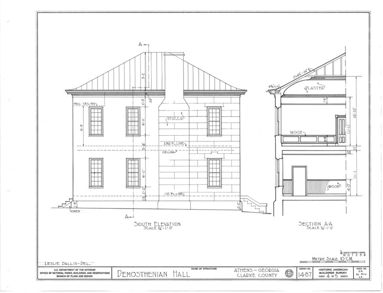 File:University of Georgia, Demosthenian Hall, Athens, Clarke County, GA HABS GA,30-ATH,4A- (sheet 4 of 5).tif