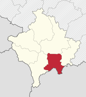 Localisation de District de Ferizaj/Uroševac