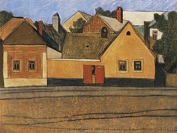Vajda Houses in Szentendre with Blue Sky 1935.jpg