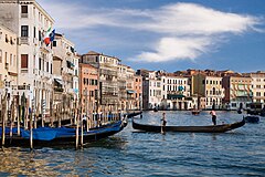 Gondolas in the Grand Canal. Venice, Italy 2009