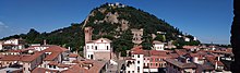 Vista dalla Torre Civica: Rocca di Monselice, Chiesa di S.Paolo, Castello e Loggetta del Monte di Pietà