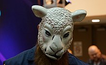 Rowan wearing his sheep mask as part of The Wyatt Family WWE Erick Rowan Sheep Mask.jpg