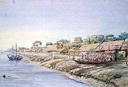 Water color of Henzada (Hinthada), 1855.jpg