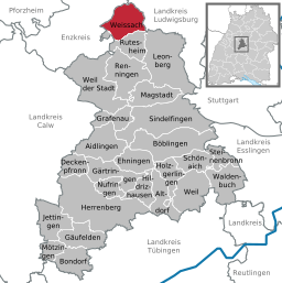 Läget för Weissach i Landkreis Böblingen