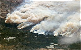 The Old Fire burning in the San Bernardino Mountains (image taken from the International Space Station) Wildfire-ISS007 Mosaic2.jpg