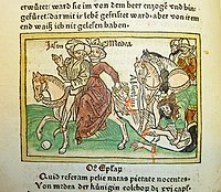 Woodcut illustration of the escape of Jason with Medea and the death of her brother Absyrtis - Penn Provenance Project.jpg