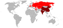 Pays utilisateurs du Tu-124 (les opérateurs militaires en rouge foncé)