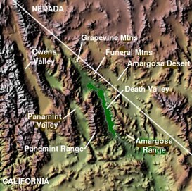 Mapa del desierto de Amargosa cerca del Valle de la Muerte