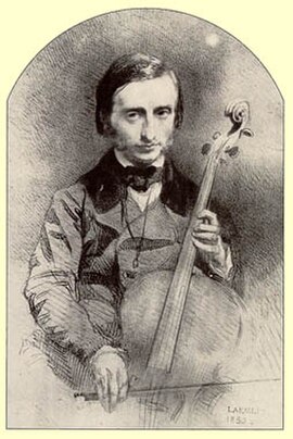 Offenbach as a young cello virtuoso: drawing by Alexandre Laemlein from 1850