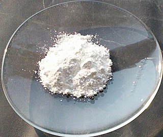 <span class="mw-page-title-main">Zinc oxide</span> White powder insoluble in water