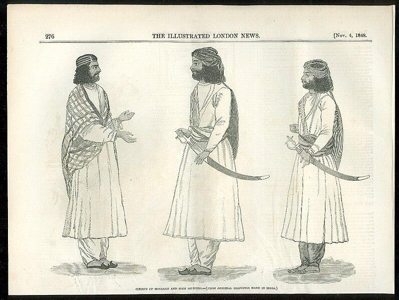 File:"Citizen of Moultan (Multan) and Sikh Soldiers," Illustrated London News, 1848.jpg