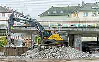 Rank: without Heavy equipment (crawler excavator Volvo EC380ENL) for demolition of the so-called “Pilzhochstraße” (mushroom high road) in Ludwigshafen am Rhein