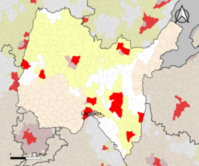 Umístění přitažlivé oblasti Lagnieu v departementu Ain.