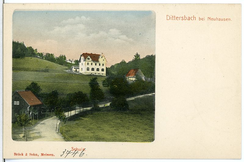 File:03746-Dittersbach-1903-Dittersbach bei Neuhausen - Schule-Brück & Sohn Kunstverlag.jpg
