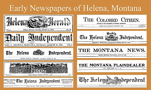 Banners from some of Helena's early newspapers