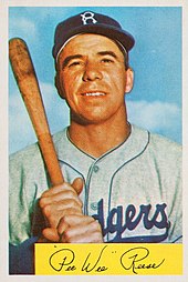 Hall of Fame SS Pee Wee Reese (1940-1942, 1946-1958) 1954 Bowman Pee Wee Reese.jpg