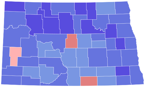 1992 United States Senate special election in North Dakota results map by county.svg