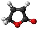 Bola-dan-stick model 2-furanone molekul