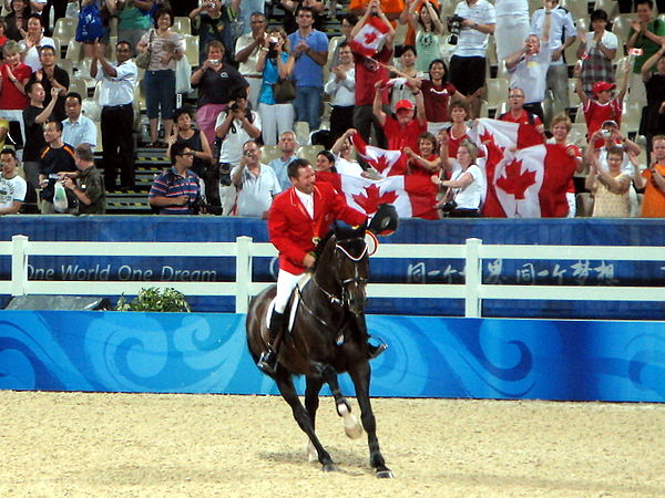 Gold-medal winners Eric Lamaze and Hickstead at the 2008 Olympics