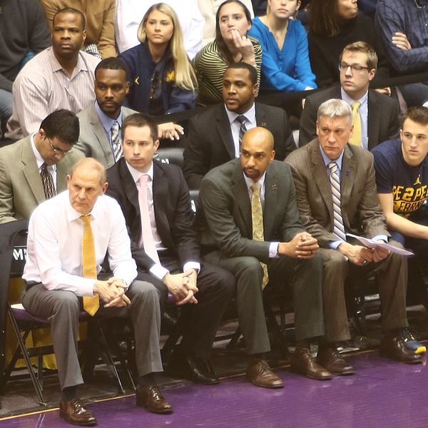 (first row: left to right) John Beilein, Billy Donlon, Saddi Washington and Jeff Meyer (second row: includes Chris Hunter 2nd from the left).