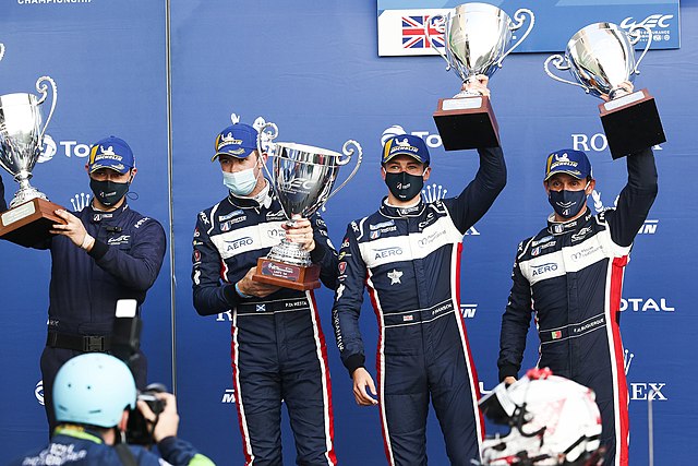 Paul Di Resta (second left), Phil Hanson and Filipe Albuquerque won the 2020 Spa 6 Hours WEC race in August