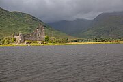 Kilchurn Castle in Scotland, as viewed from a near layby.