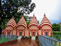 4 attached Shiva temples in Dhakeshwari National Temple (Front Facing view).jpg