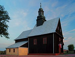 56)77 kościół par. p.w. św. Stanisława, drewn., 1796 widok od frontu Modzerowo gm. Izbica Kujawska HWsnajper.JPG