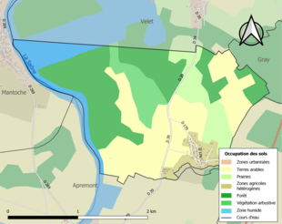 Mapa de colores que muestra el uso de la tierra.