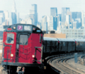 An R36 7 local northbound at 33rd Street–Rawson Street. The 7 train's fleet consisted entirely of these cars (called "Redbirds") before their retirement in 2003.