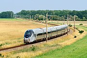 17. KWDer Alstom AGV auf dem Eisenbahnversuchsring Velim nahe Poděbrady, Tschechien, im Juli 2009.