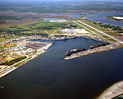 Aerial NS Mayport with CV-60 and CV-64 1993