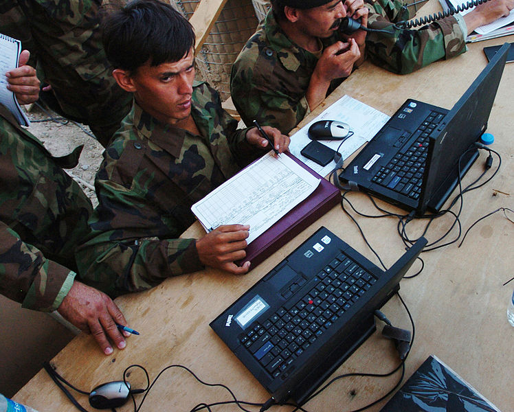 File:Afghan national army forward observers, artillery, Fire Direction Control hit the mark during joint training in Nuristan DVIDS192780.jpg