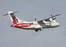 An Air Wales ATR 42 departing Cardiff International Airport, Wales. (2004) Air.wales.atr42.arp.750pix.jpg