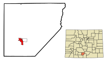 Alamosa County Colorado Incorporated and Unincorporated areas Alamosa Highlighted.svg