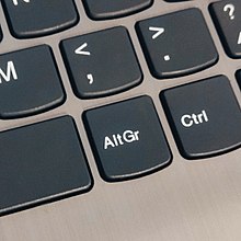 The AltGr key is the first key to the right of the space bar. AltGr - Lenovo.jpg