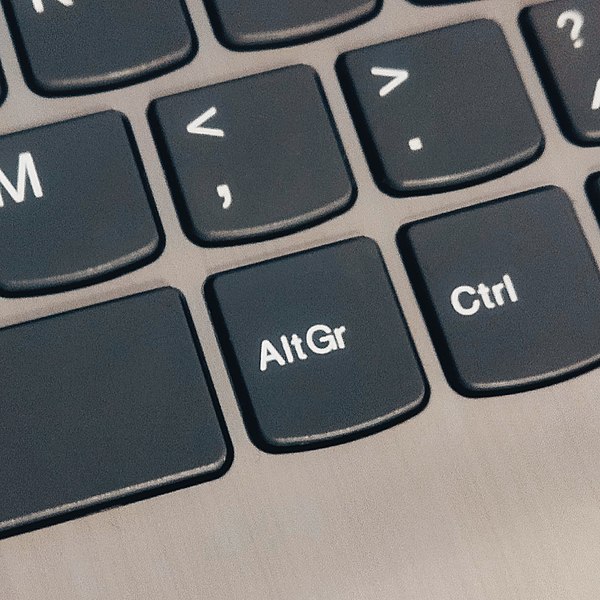 The AltGr key is the first key to the right of the space bar.