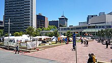 The Occupy Auckland protest camp in Aotea Square, Auckland, on 16 November 2011 Aotea Square Occupied.jpg