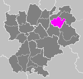 Arrondissement Annecy na mapě regionu Rhône-Alpes