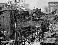 A estação ferroviária de Atlanta, destruída a mando do general Sherman.