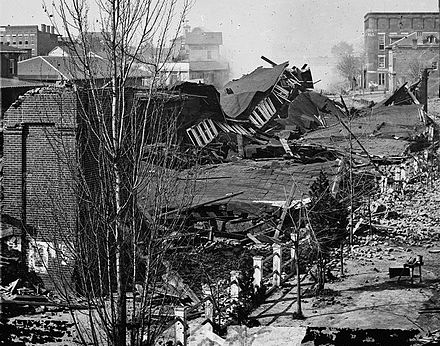 Ruins of Atlanta Union Depot after burning by Sherman's troops, 1864